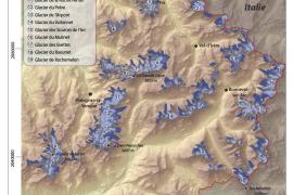 Carte de l'évolution des glaciers depuis le Petit Âge de Glace