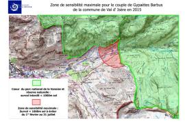 Carte Zone de Sensibilité Maximale de 2015 pour l'aire de Val d'Isère