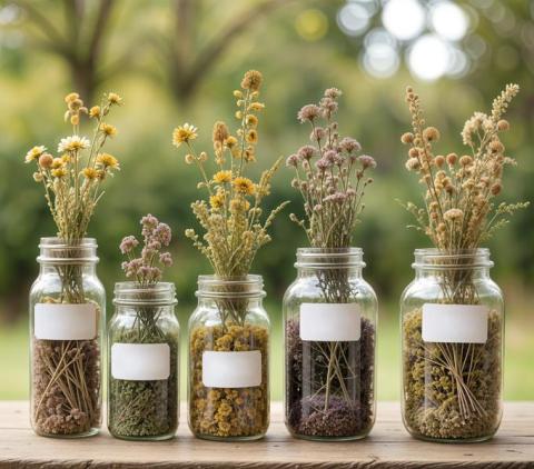 Atelier fleurs séchées au Mont Cenis - Pots de fleurs séchées