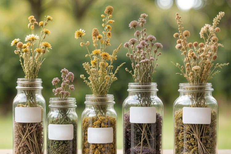Atelier fleurs séchées au Mont Cenis - Pots de fleurs séchées
