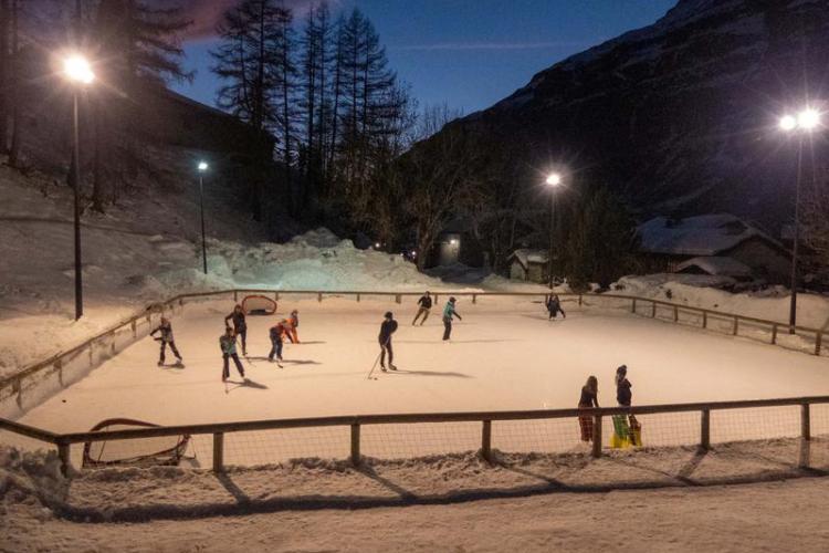 La patinoire en délire - joueurs de hockey sur la patinoire